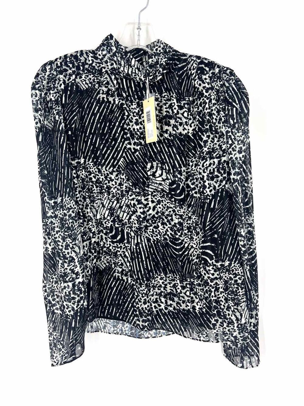 Ramy Brook Size M Gray/Black Animal Print Mock Neck NEW Designer Top-Long Sleeve